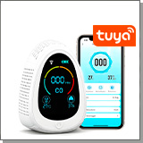 Умный Wi-Fi датчик-детектор автономный 3 в 1 HTI-0331-WT от Tuya угарный газ (CO)+влажность+температура