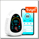 Многофункциональный Tuya Wi-Fi автономный датчик 4 в 1 HTI-0341-WT угарный газ (CO)+влажность+температура+дым