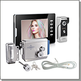 Комплект: цветной видеодомофон Eplutus EP-7300-B и электромеханический замок Anxing Lock – AX091
